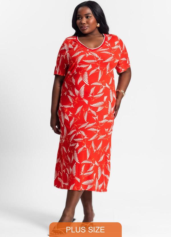 Secret Glam - Vestido Plus Size Estampado Laranja