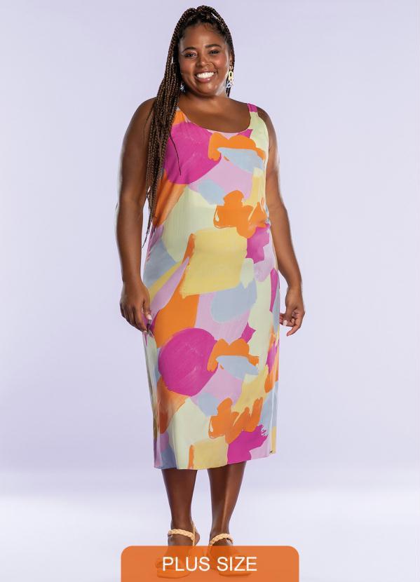 Maelle - Vestido Plus Size Estampado Rosa