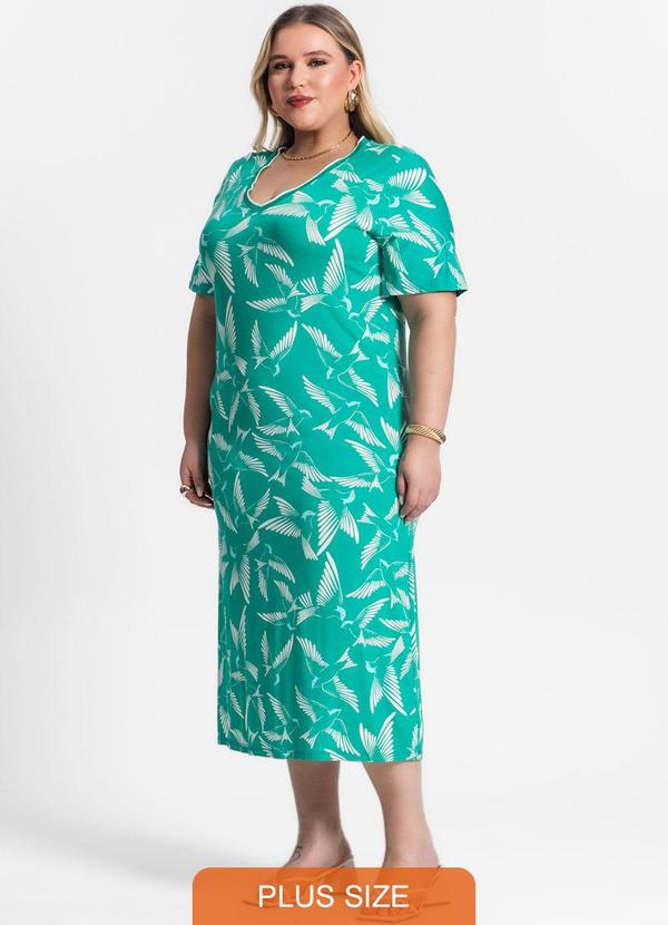 Secret Glam - Vestido Plus Size Estampado Verde