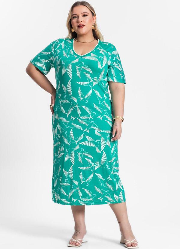 Secret Glam - Vestido Plus Size Estampado Verde 3
