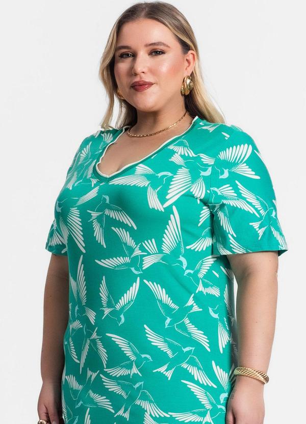 Secret Glam - Vestido Plus Size Estampado Verde 4