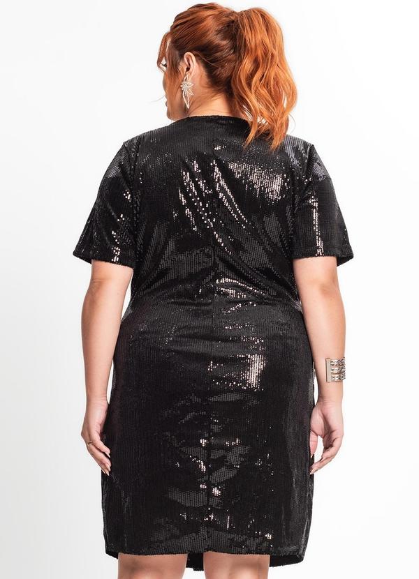 Secret Glam - Vestido Plus Size Feminino em Paetê Preto 2