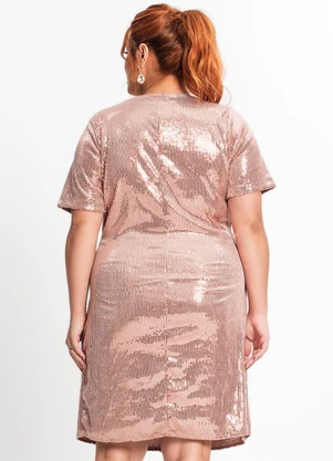 Secret Glam - Vestido Plus Size Feminino em Paetê Rosa - SECRET GLAM