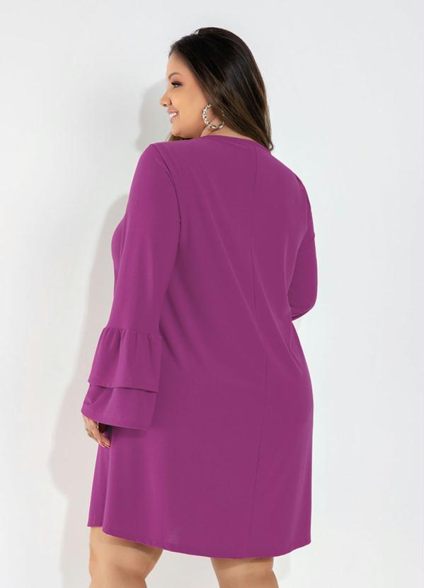 Mink - Vestido Plus Size Pink com Mangas em Babado 2