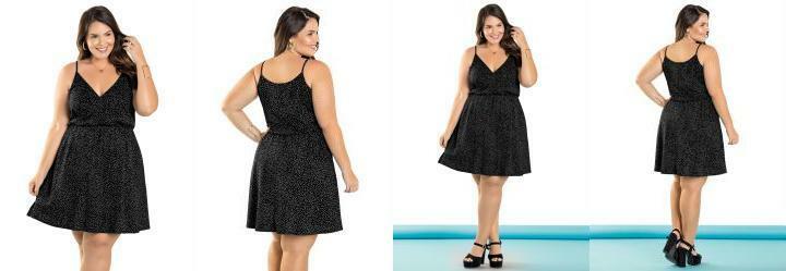 Vestido Plus Size Po Preto com Alas