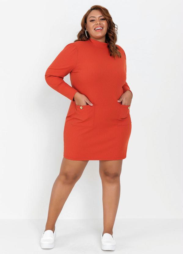 Outlet - Vestido Plus Size Telha com Bolsos 3