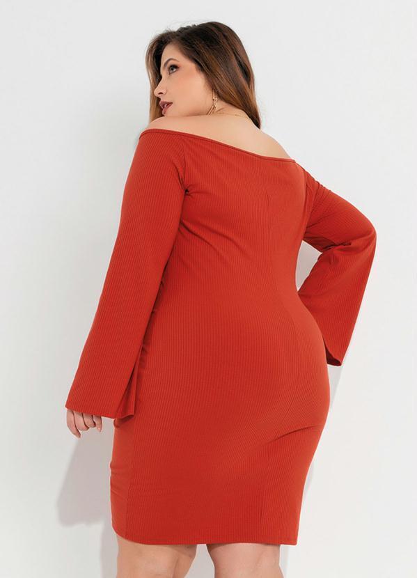 Outlet - Vestido Plus Size Telha com Cordel para Franzir 5