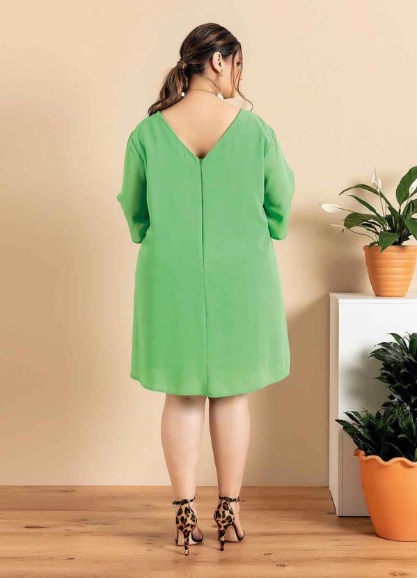 Outlet - Vestido Plus Size Verde com Faixa 4
