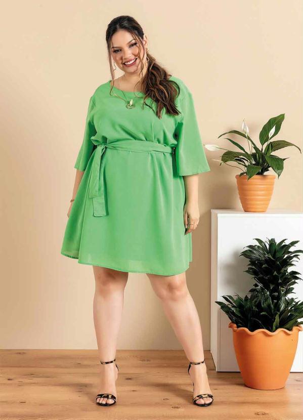 Outlet - Vestido Plus Size Verde com Faixa 2