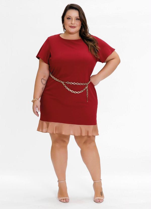 Outlet - Vestido Plus Size Vermelho com Babado 2