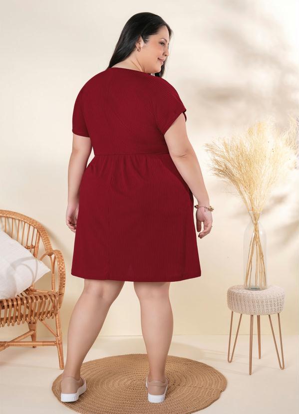 Outlet - Vestido Plus Size Vermelho com Elástico 2