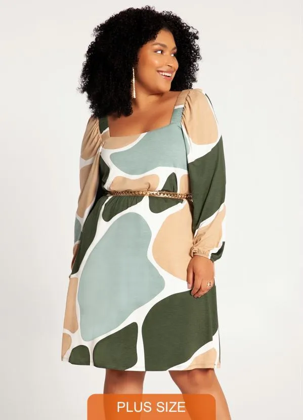 Lunender Mais Mulher - Vestido Plus Size Viscose Verde