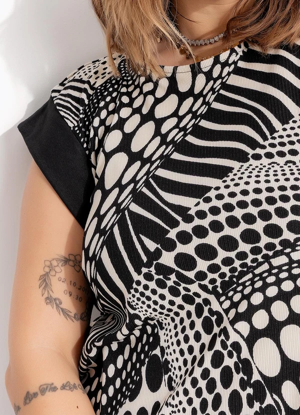 Marguerite - Vestido Poá Abstrato em Canelado