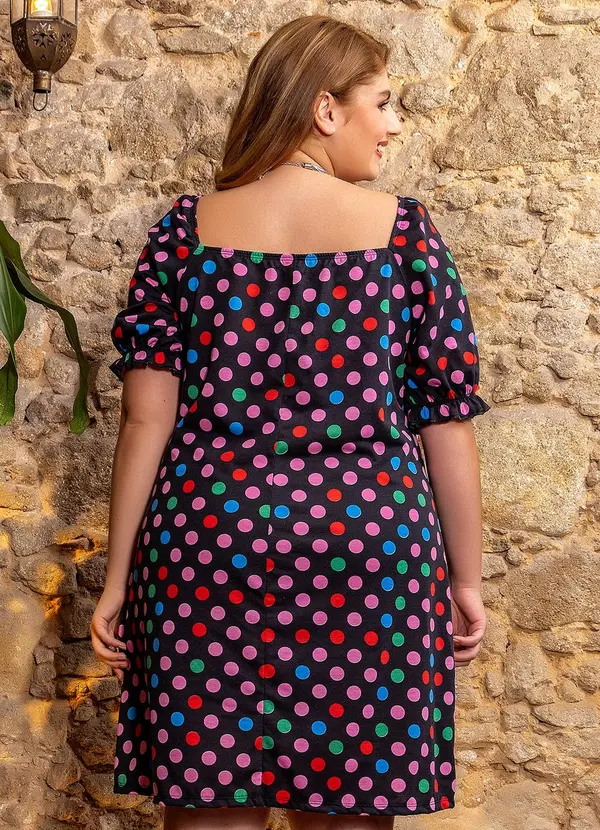 Marguerite - Vestido Poá Colorido em Malha 2