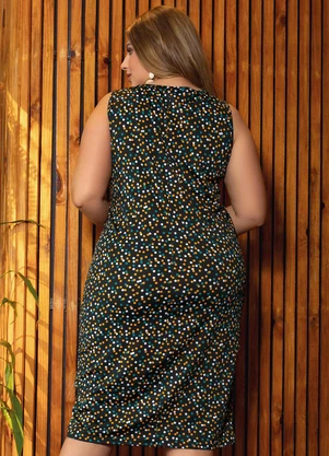 Marguerite - Vestido Poá Colorido Preto em Poliflex - MARGUERITE