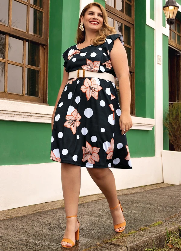 Marguerite - Vestido Poá Hibisco em Malha 3