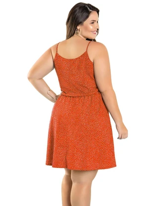 Marguerite - Vestido Poá Laranja Transpassado Plus Size - MARGUERITE