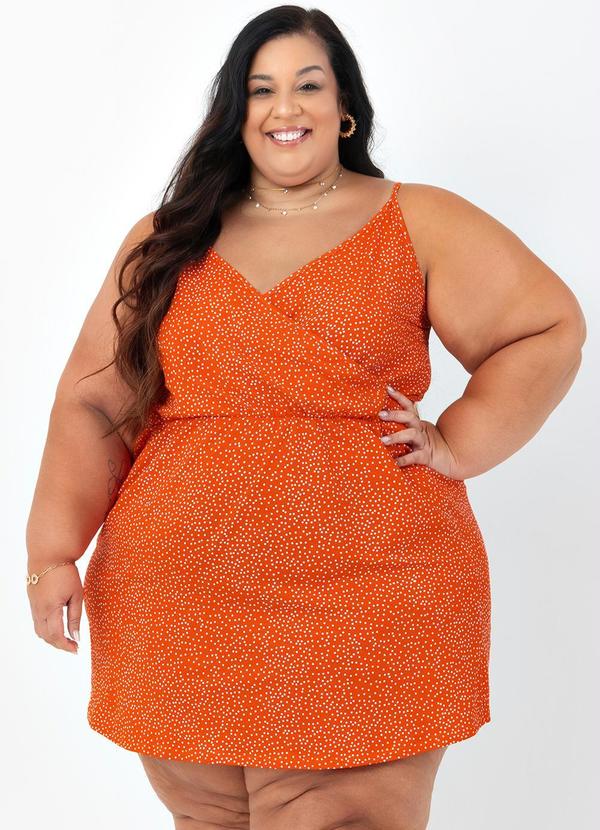 Marguerite - Vestido Poá Laranja Transpassado Plus Size 6