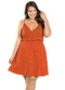 Marguerite - Vestido Plus Size Poá Preto com Alças - variação: Poá Laranja