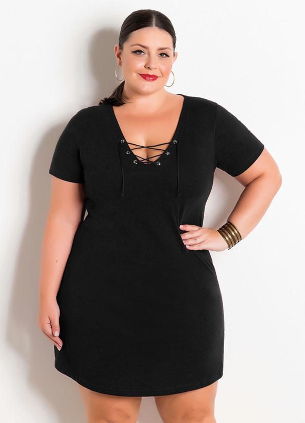 Marguerite - Vestido Preto com Amarração Plus Size