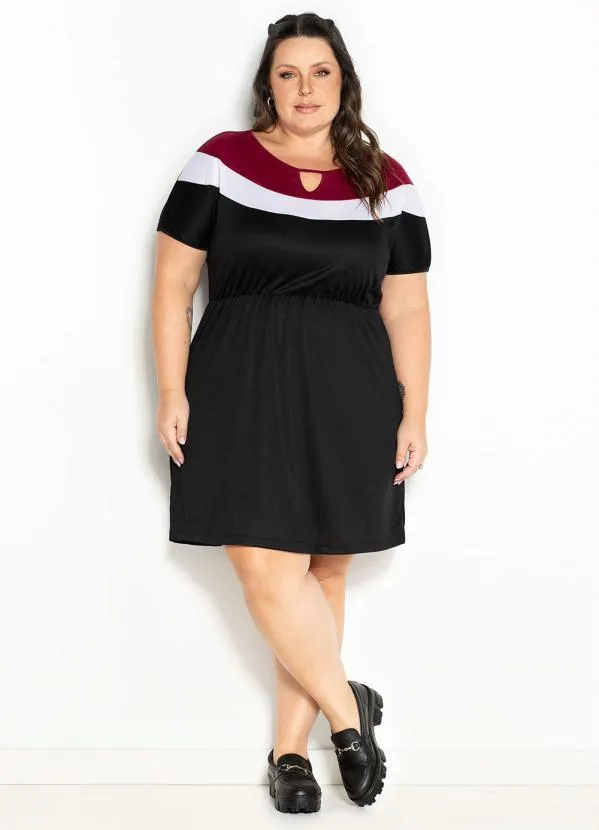 Marguerite - Vestido Preto com Contraste Plus Size 2