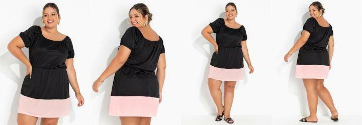 Vestido Preto com Decote Ombro a Ombro Plus Size
