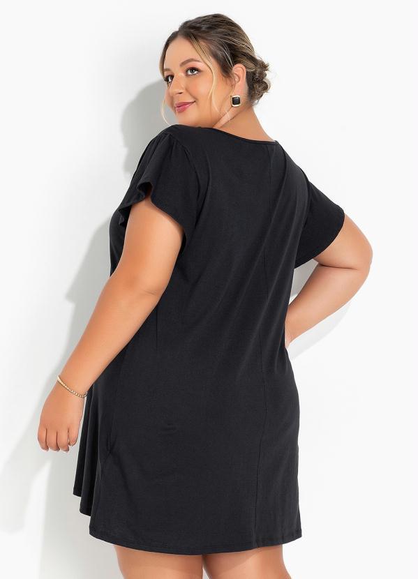 Marguerite - Vestido Preto com Estampa Localizada Plus Size 2