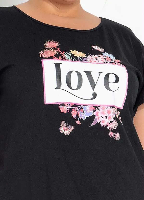 Marguerite - Vestido Preto com Estampa Localizada Plus Size 3