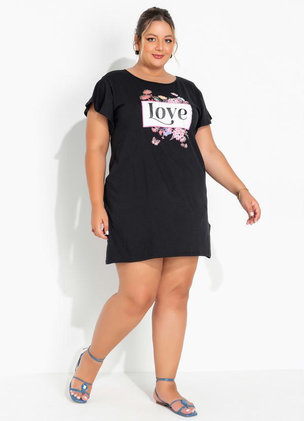 Marguerite - Vestido Preto com Estampa Localizada Plus Size 4