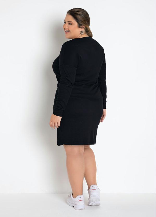 Basicamente - Vestido Preto com Mangas Longas Plus Size 4