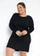Queima Estoque - Vestido Vinho com Mangas Longas Plus Size - variação: Preto