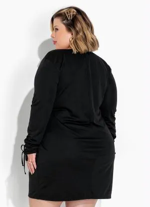Marguerite - Vestido Preto com Mangas Longas Plus Size - MARGUERITE