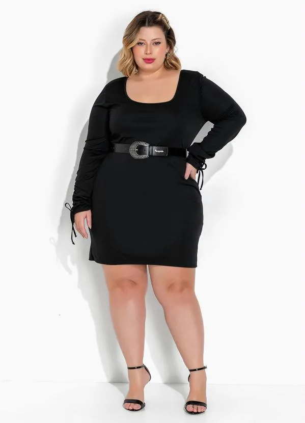 Marguerite - Vestido Preto com Mangas Longas Plus Size 2