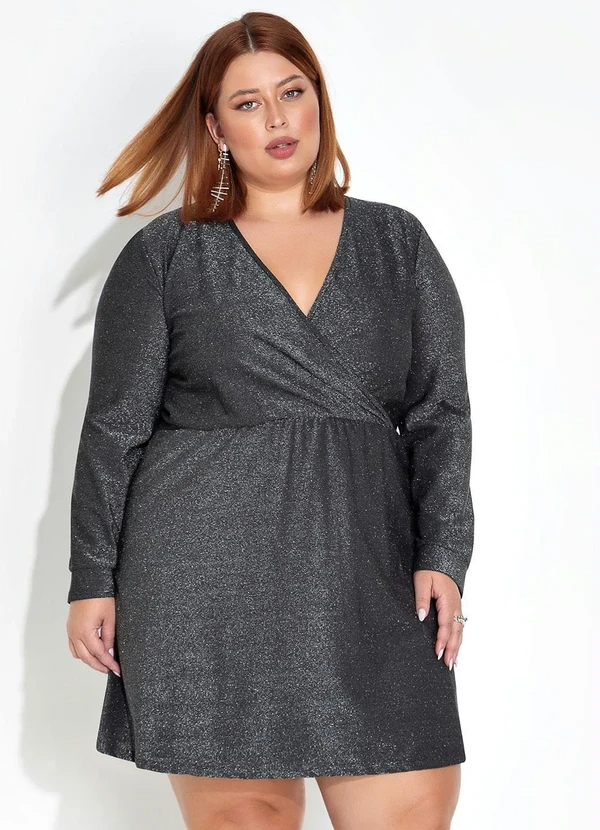 Marguerite - Vestido Preto e Prata Plus Size