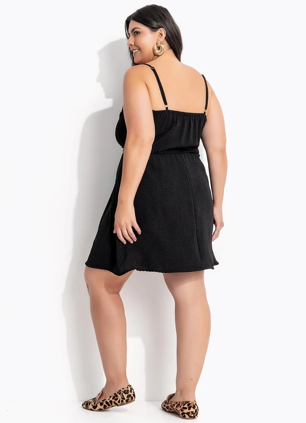 Marguerite - Vestido Preto em Crepe Plano 6