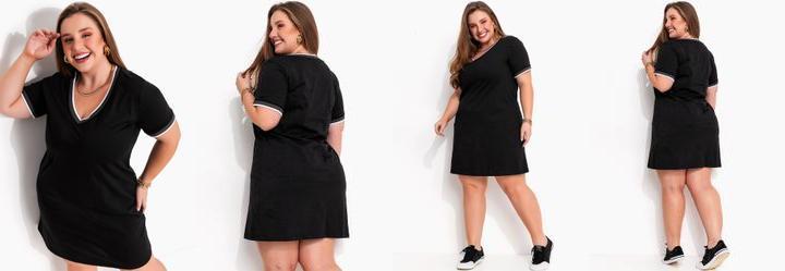 Vestido Preto em Malha de Algodo