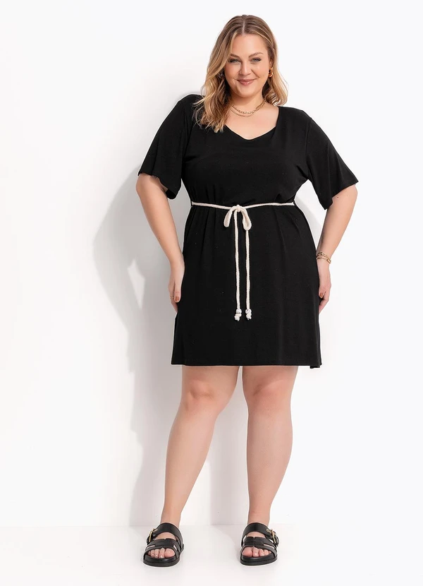 Marguerite - Vestido Preto em Malha de Viscose