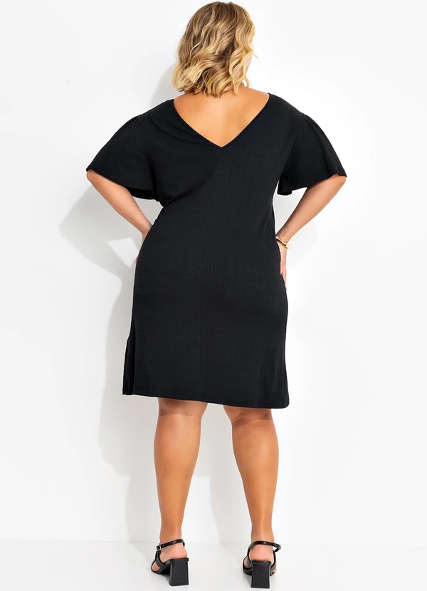 Marguerite - Vestido Preto em Malha Texturizada de Viscose 2