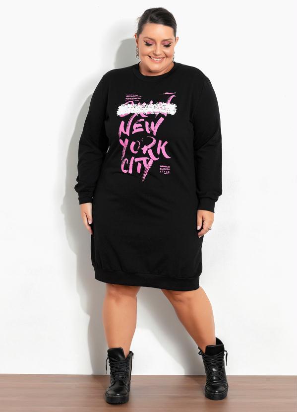Marguerite - Vestido Preto em Moletom Plus Size 4