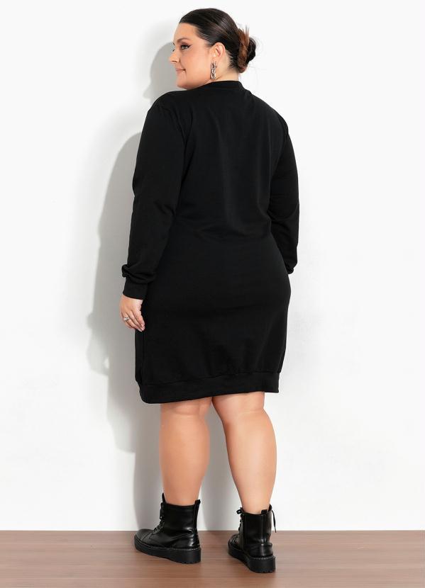 Marguerite - Vestido Preto em Moletom Plus Size 5
