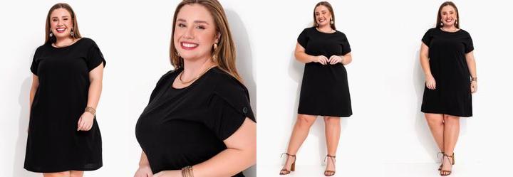 Vestido Preto em Viscose Plana