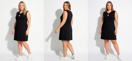 Vestido Preto Malha Suede com Decote La�o