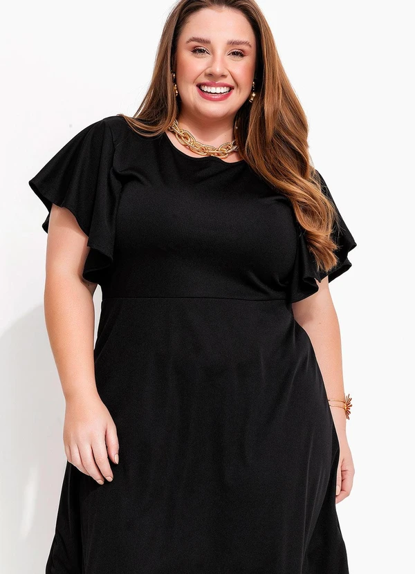 Marguerite - Vestido Preto Plus Size Evasê 4
