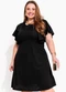 Marguerite - Vestido Bordô Plus Size Evasê - variação: Preto