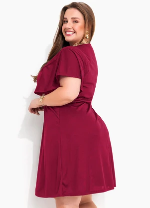 Marguerite - Vestido Bordô Plus Size Evasê - MARGUERITE