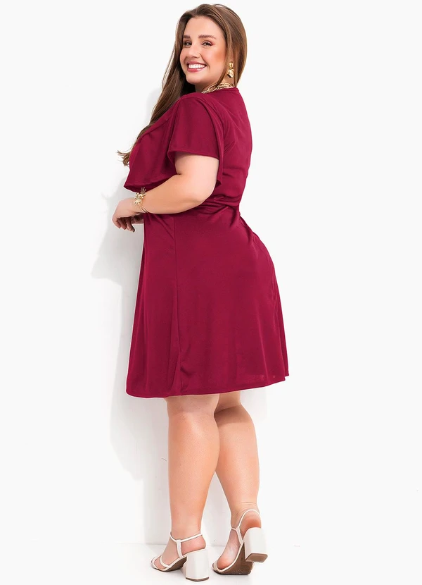 Marguerite - Vestido Bordô Plus Size Evasê 4