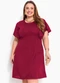 Marguerite - Vestido Bordô Plus Size Evasê - variação: Bordô