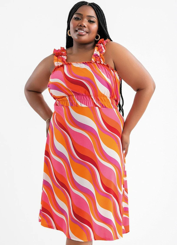 Marguerite - Vestido Psicodélico Rosa em Poliflex 4