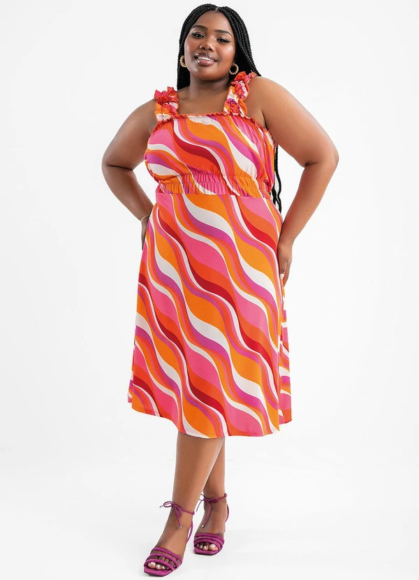 Marguerite - Vestido Psicodélico Rosa em Poliflex 2