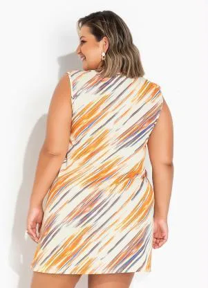 Marguerite - Vestido Rajado Amarelo com Amarração Plus Size - MARGUERITE